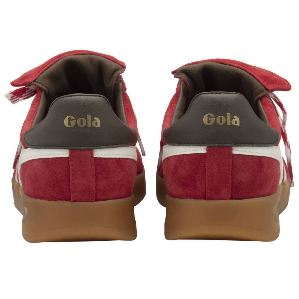 NEW GOLA women's stadia 86 trainer shoes in red/off white/brown/gum - Picture 3 of 4